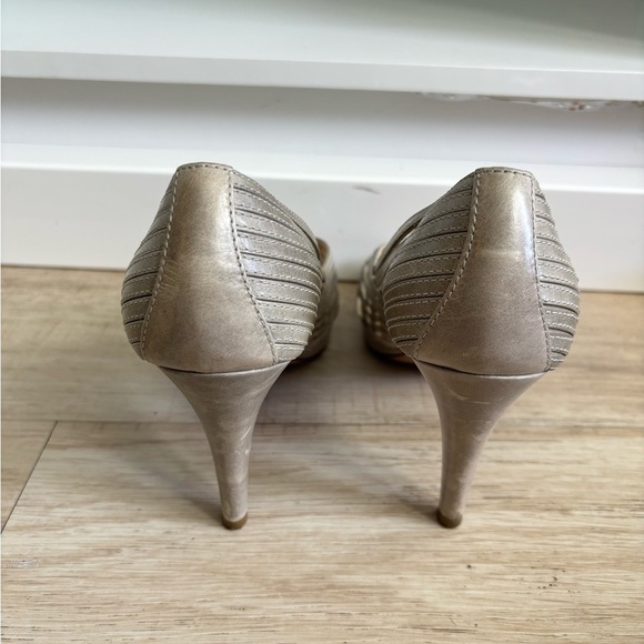 Authentic Prada gray Leather Strappy Open Toe Platform Pumps Size 37.5 - Picture 6 of 9